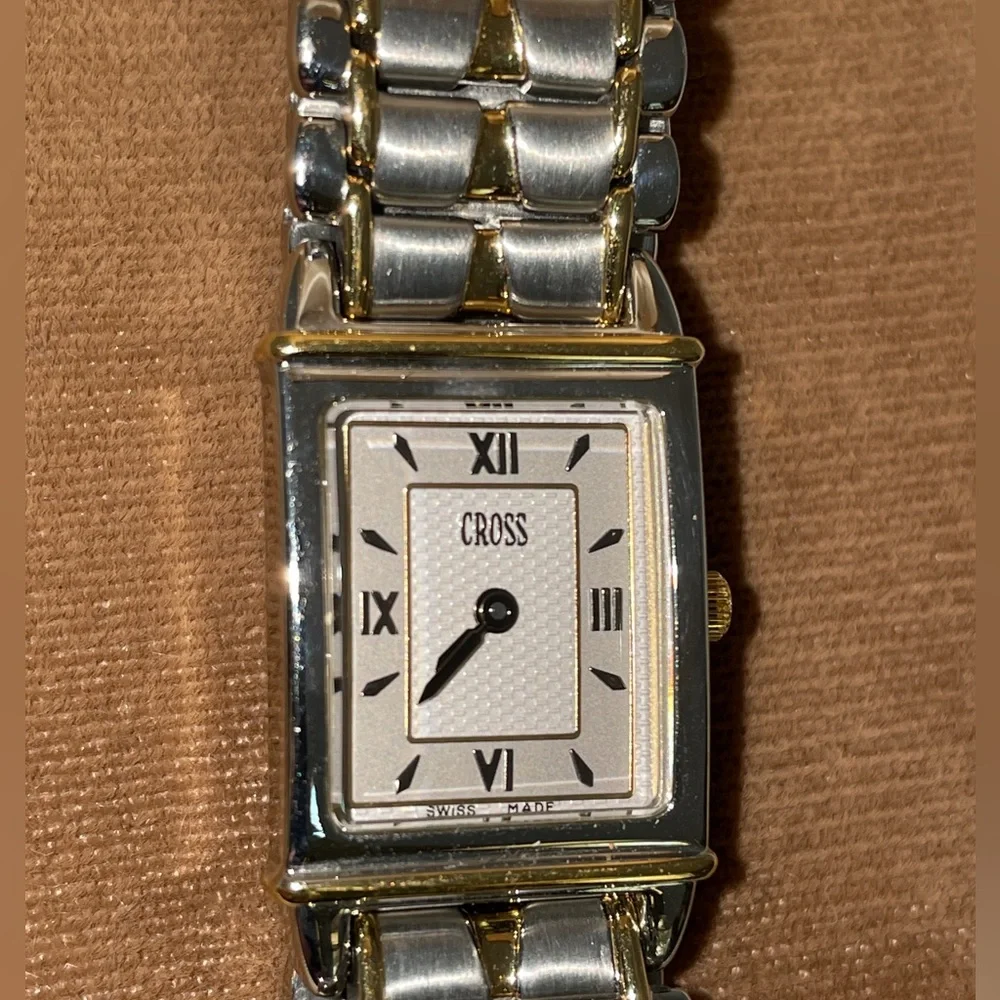 Vintage CROSS Swiss Timepiece Watch Stainless Steel Yellow Gold Water Resistant